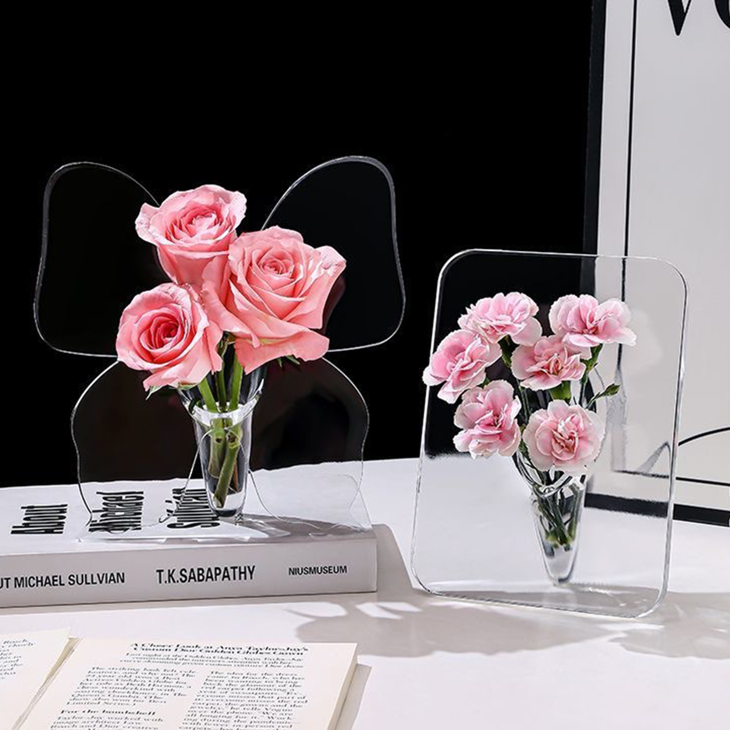 相框花瓶亚克力透明水培插花简约绿植摆件客厅桌面玄关玻璃插花器