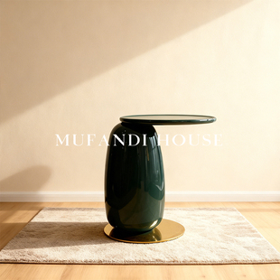 慕梵迪轻奢墨绿艺术边几设计师款现代客厅沙发角几创意置物小茶几