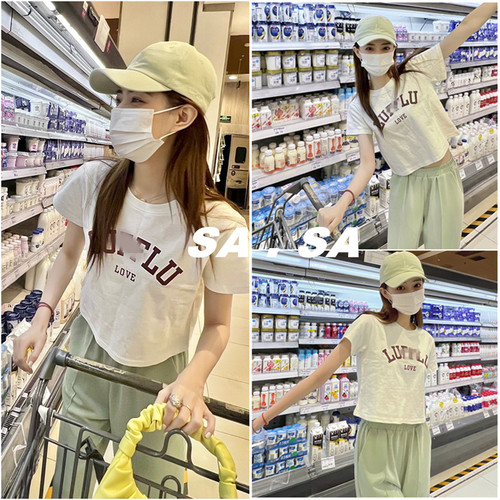 徐璐同款字母短袖T恤女