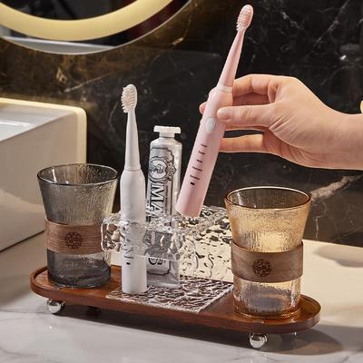 玻璃漱口杯轻奢情侣牙刷杯牙缸刷牙杯洗漱套装台面电动牙刷置物架