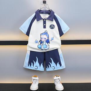 短袖 2025新款 哪吒敖丙男童夏季 套装 超帅气儿童休闲polo衫 男孩夏装