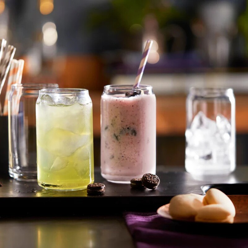 利比玻璃易拉罐可乐杯冷饮杯 网红ins气泡水杯果汁杯冰美式咖啡杯