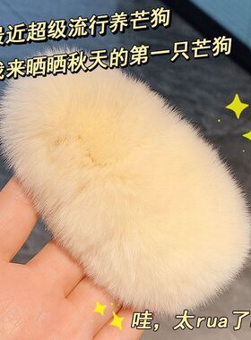 芒狗发卡水滴毛毛发夹夹子超仙毛绒发饰獭兔毛可爱