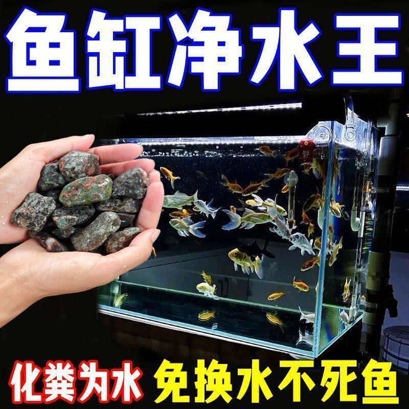 天然梅花玉鱼缸造景净水石头净化水质造景石头玉石铺底石安山岩