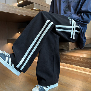 欧洲站冬款休闲长裤子男孩初中高中学生帅气直筒裤青少年大童潮牌