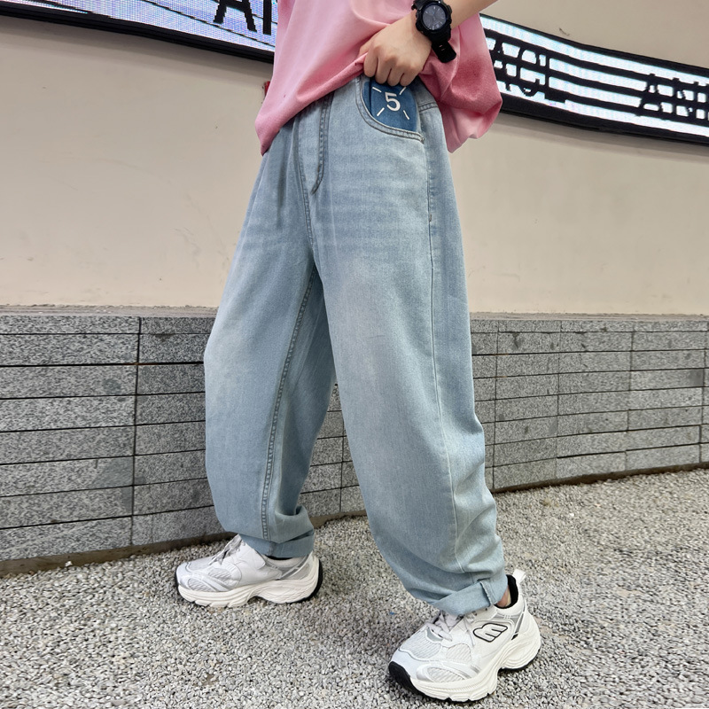新品潮流男童裤子夏季薄款牛仔裤2025新款儿童天丝防蚊裤中大童运