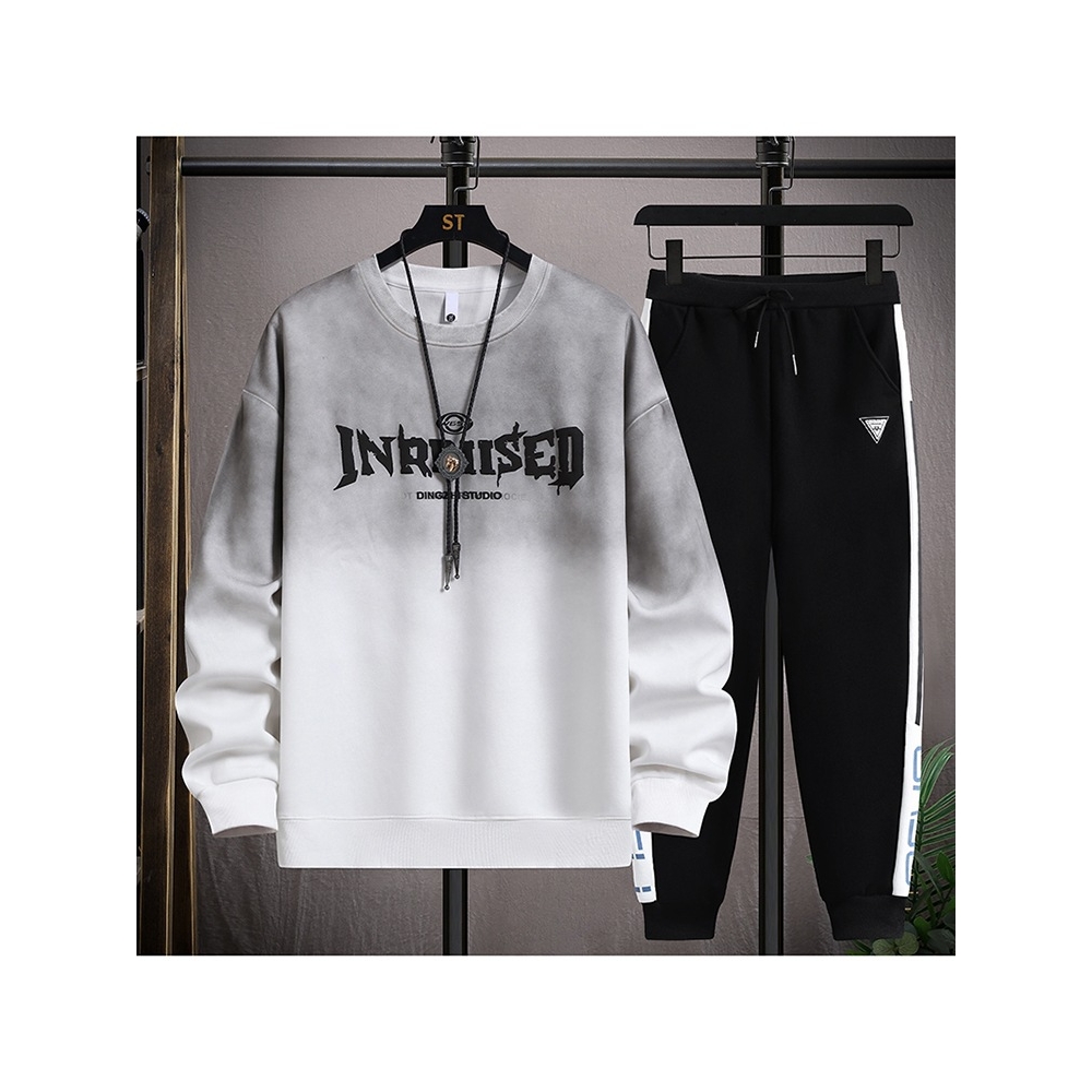 香港撤柜季休闲卫衣套装男孩初中学生装长袖t恤岁宽松运动打底衫T