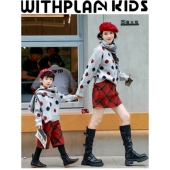 德国一起玩亲子男女儿童毛衣冬季 加厚圆领套头毛衣宝宝波点上衣