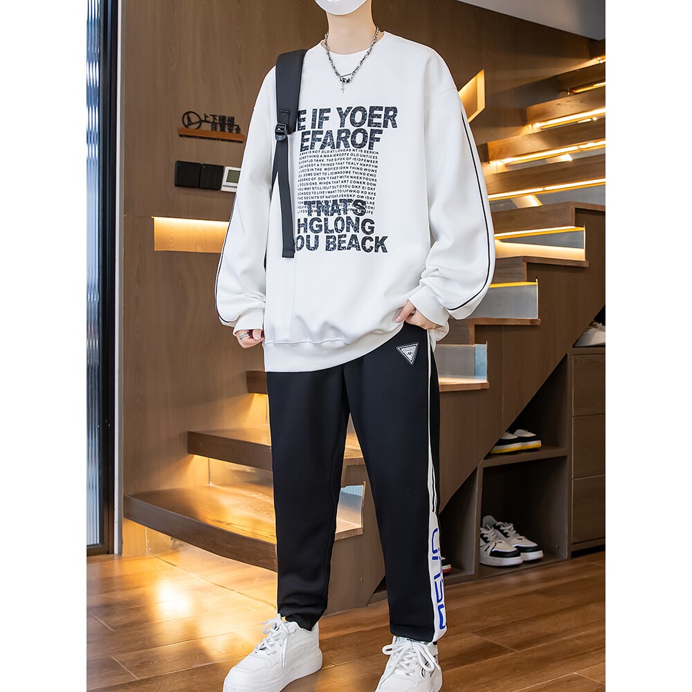 欧洲站季长袖t恤男孩-岁青少年学生潮流帅气圆领卫衣男装套装