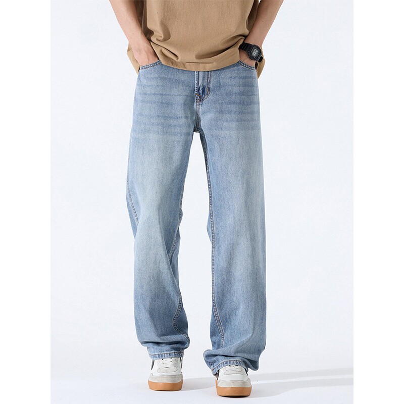 德国牛仔裤男款宽松直筒年新款美式复古水洗休闲裤子男款