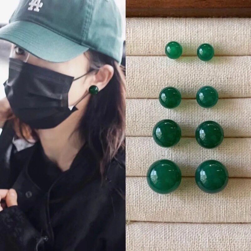 撤柜新款复古祖母绿耳钉女年新款爆款耳饰轻奢小众高级感耳钉好看
