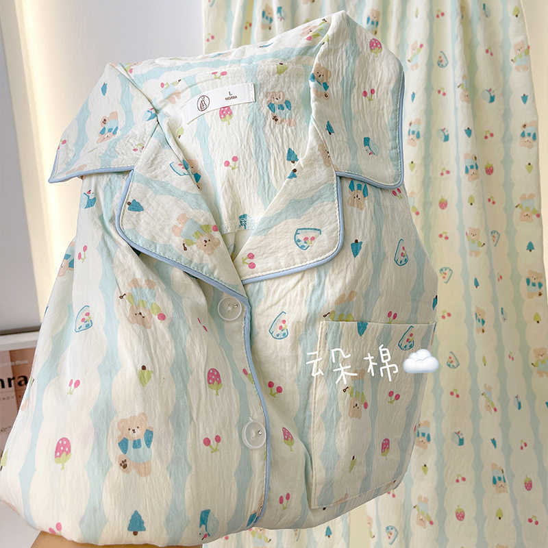 今年新品带胸垫月子服季产后云朵棉哺乳睡衣女秋怀孕期孕妇喂奶家