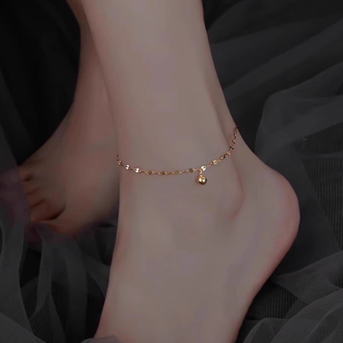 撤柜韩版简约复古链条脚链女高级感闪闪链条ins气质新款素链饰品