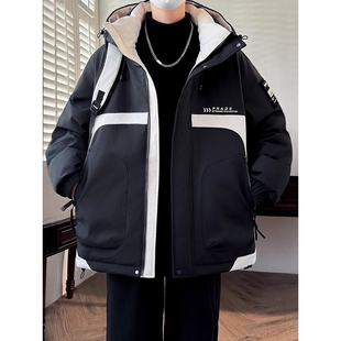 欧洲站潮流青少年羽绒服男款冬季加厚保暖外套初高中学生冬装冲锋