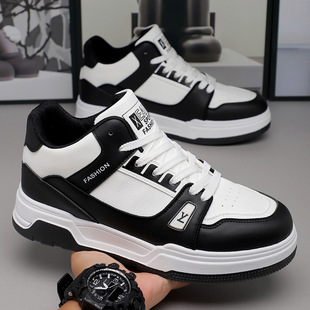 欧洲站高帮男鞋新款季潮牌高级感青少年中帮厚底增高运动休闲板鞋