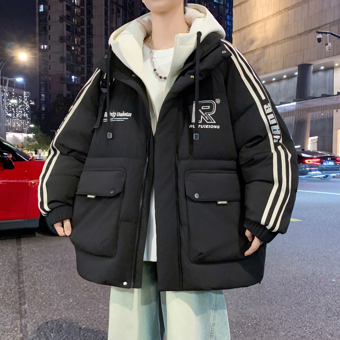 香港撤柜冬季假两件羽绒棉服男孩初中高中学生棉衣外套青少年大童