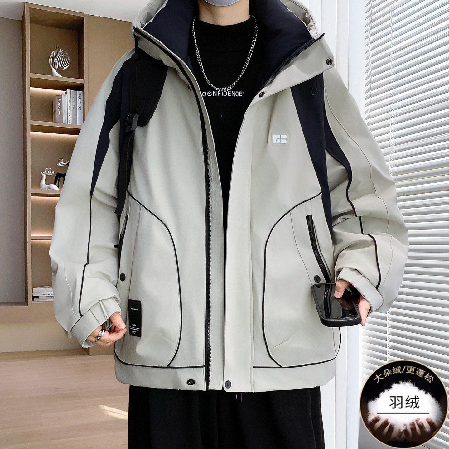 香港撤柜青少年冬季羽绒服男初中高中学生潮牌冲锋衣外套大童白鸭