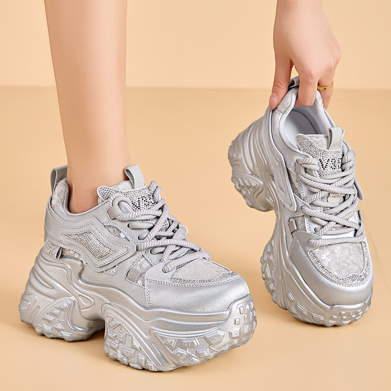 香港撤柜厚底高跟老爹鞋女款新款秋季增高m百搭潮流显脚小休闲鞋