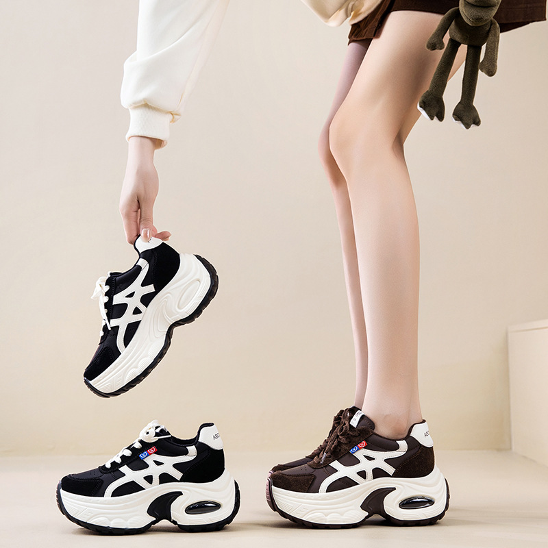 今年新品冬新款增高CM厚底松糕鞋休闲百搭运动潮女鞋加绒老爹鞋女