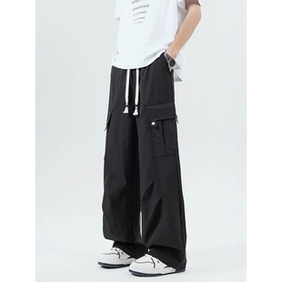 新款 新品 子男生春夏季 直筒休閑長(zhǎng)褲 寬松闊腿初高中 折扣青少年工裝
