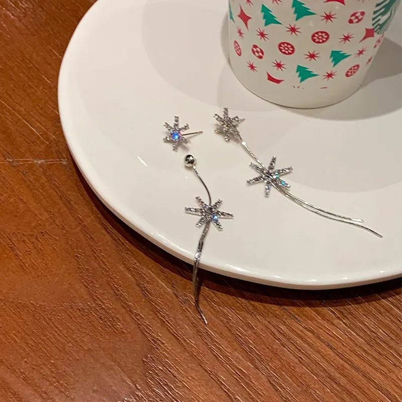 撤柜雪花流苏耳环长款年新款洋气耳钉耳饰女高级设计感奢华耳饰