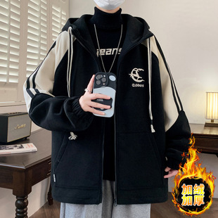 欧洲站青少年初高中学生加厚外套岁男孩帅气冬装 澳利绒夹克棉衣