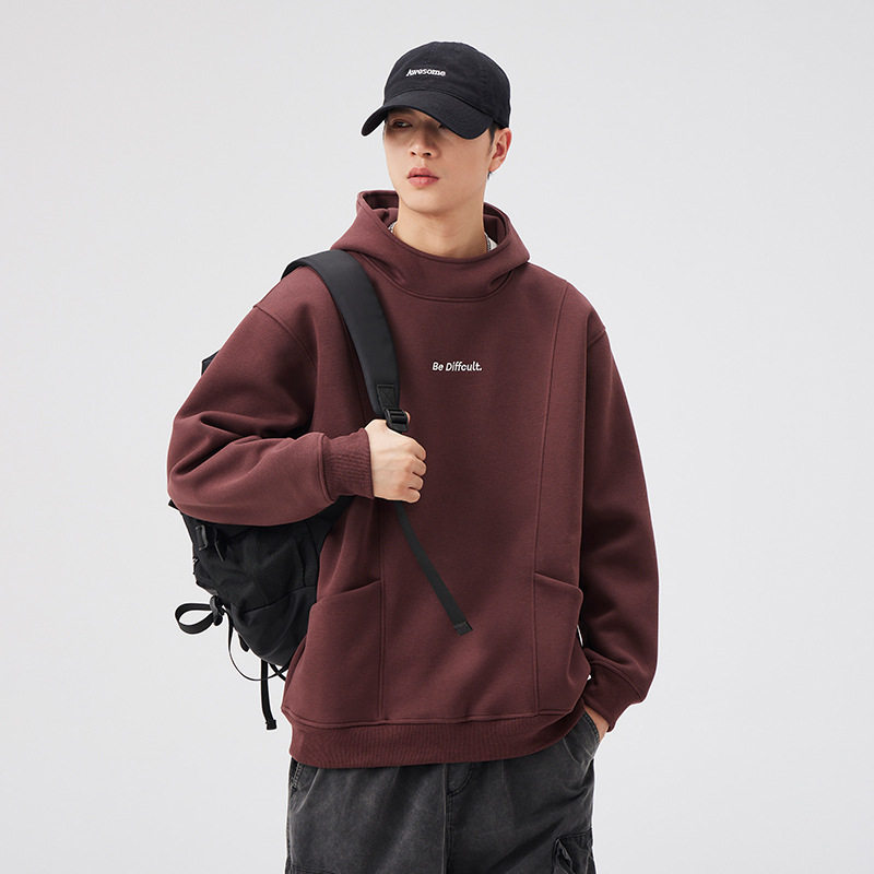 德国重磅套头连帽卫衣男士季新款宽松字母刺绣上衣潮牌美式帽衫