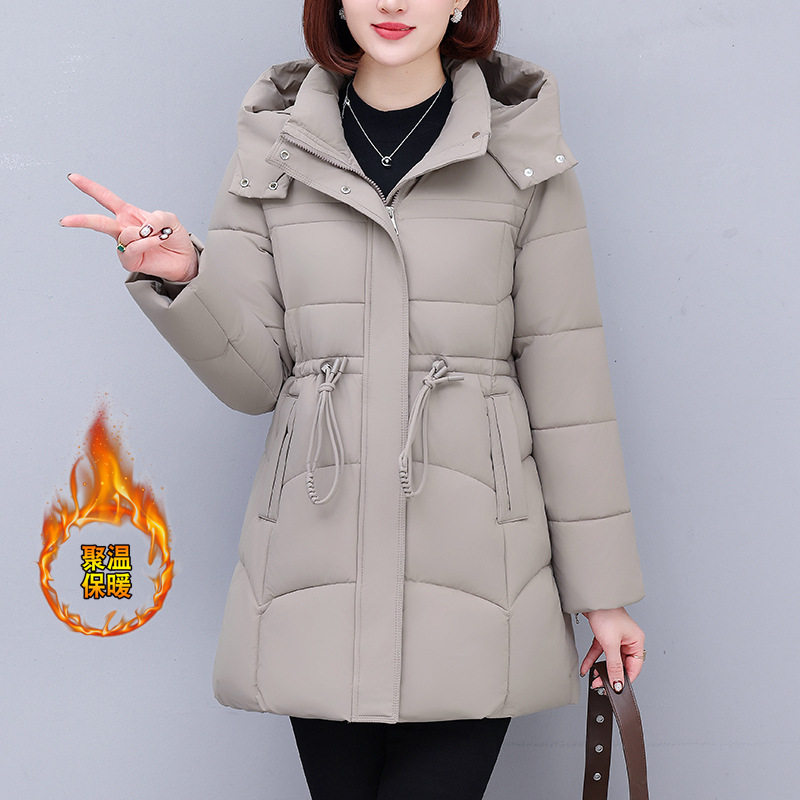 欧洲站中长款棉衣女士冬季新款中老年妈妈加厚保暖棉服收腰显瘦棉