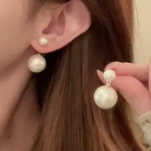 撤柜法式甜美一款两戴白色珠珠耳钉耳环女极简设计感日韩时尚配饰