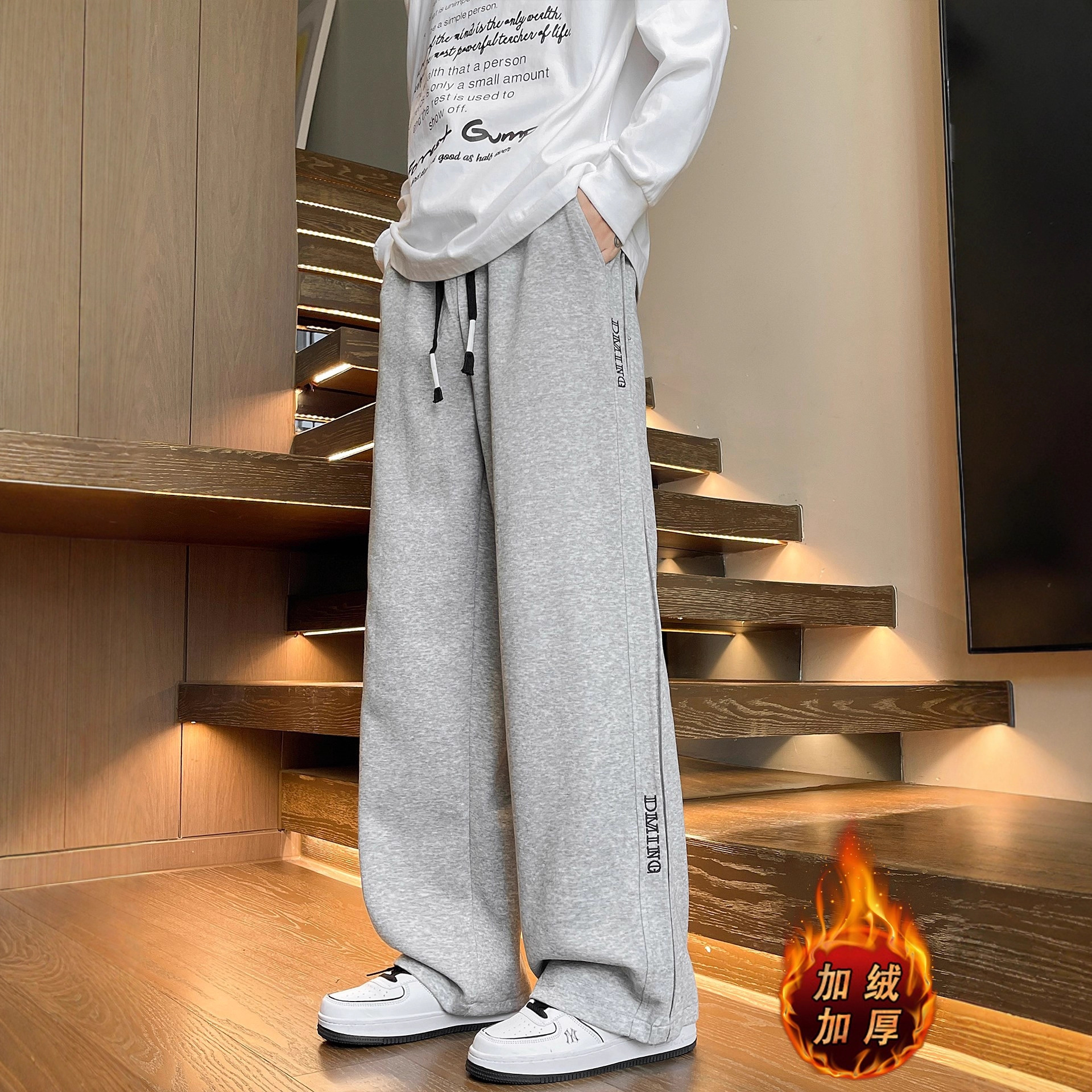 香港撤柜冬款长裤子男孩高中初中学生加绒加厚休闲裤青少年大童运