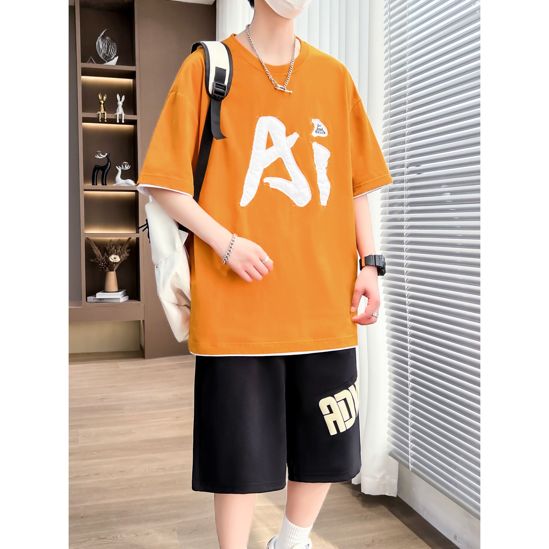 德国青少年夏季套装男孩-岁初高中学生短袖t恤大童棉运动衣服
