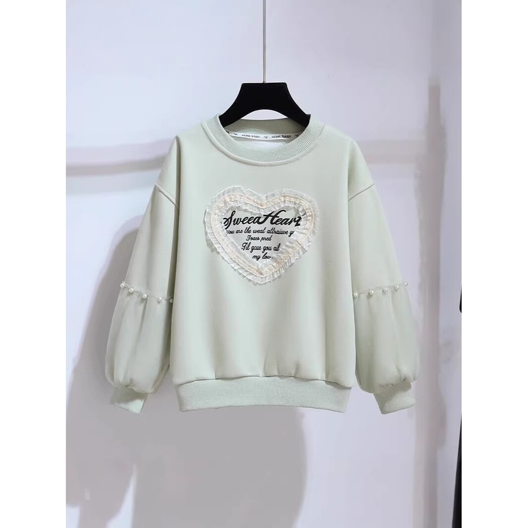 德国女童新款长袖刺绣卫衣新款中大童韩版洋气运动宽松上衣潮