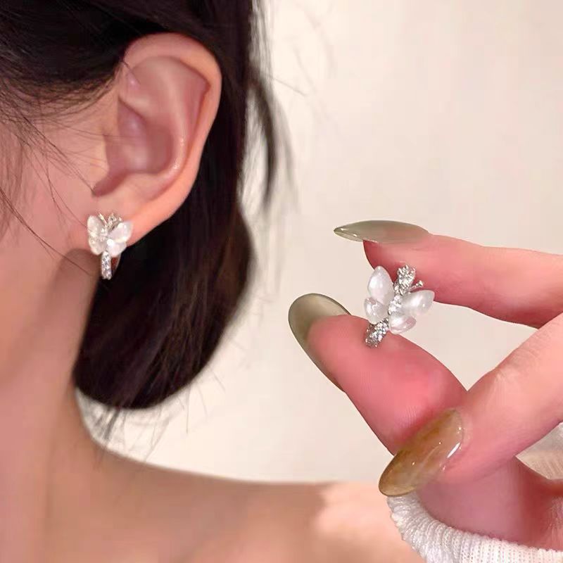 撤柜韩系爆款简约气质蝴蝶耳扣女小巧精致高级感小清新耳钉网红耳