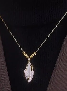 撤柜轻奢小众设计高级感转运珠猫眼石麦穗项链女气质锁骨链颈链配