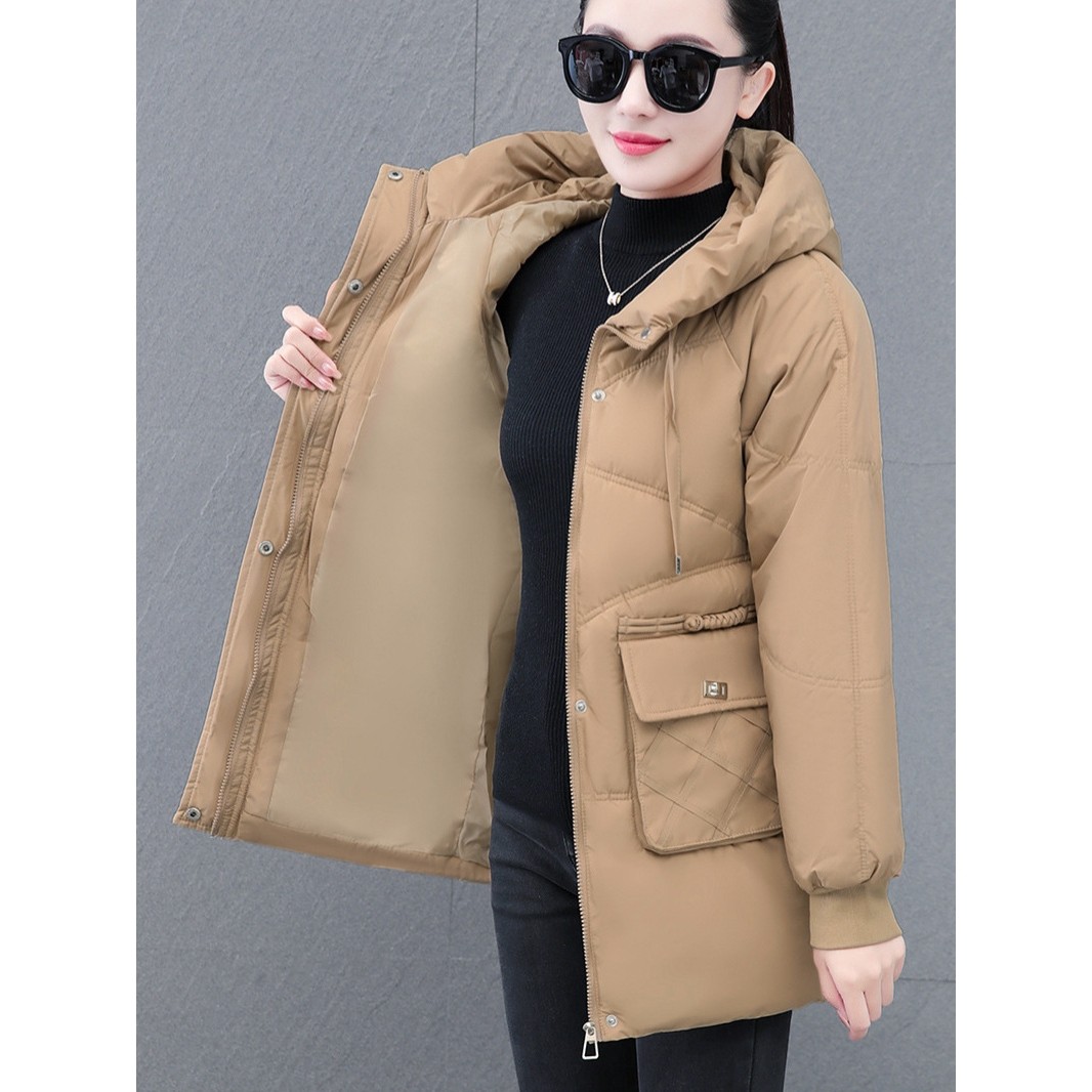 欧洲站中长款羽绒棉服女款冬季新款冬天女士保暖棉衣妈妈款加厚棉