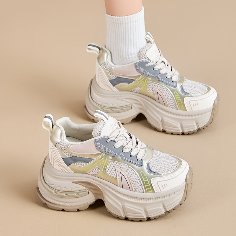 香港撤柜厚底老爹鞋女季新款百搭透气增高松糕显脚小轻便休闲运动