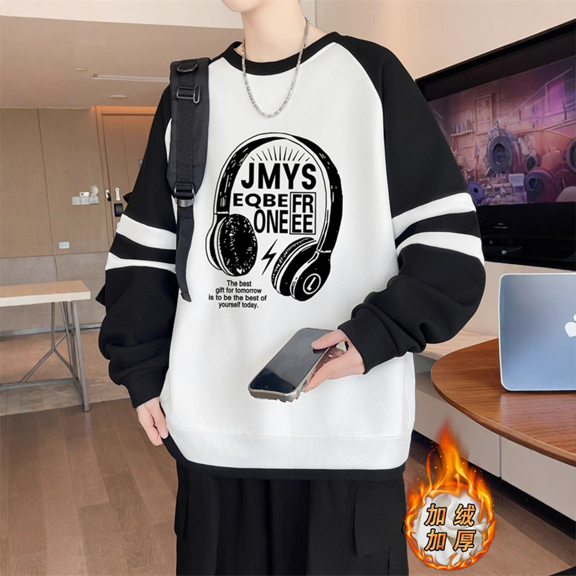 香港撤柜冬季青少年长袖卫衣男孩高中初中学生加绒加厚打底衫大童