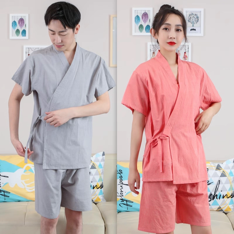 男女士开衫汗蒸服浴服日式和服足疗桑拿按摩家居服美容服套装大码