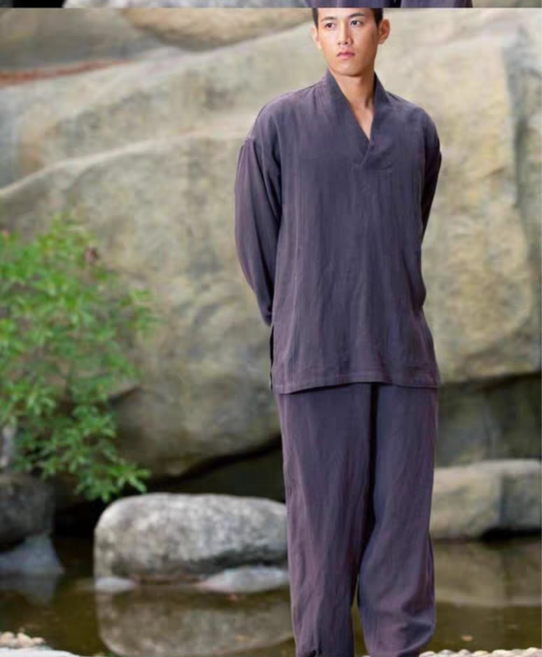 中式禅修居士服男女七分袖长裤套装春秋汉服茶服太极禅意打坐大码