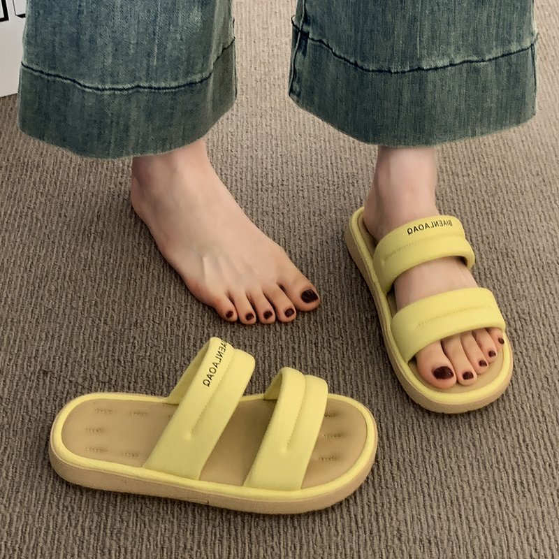 品牌清仓黄色凉拖鞋女夏外穿20一字拖