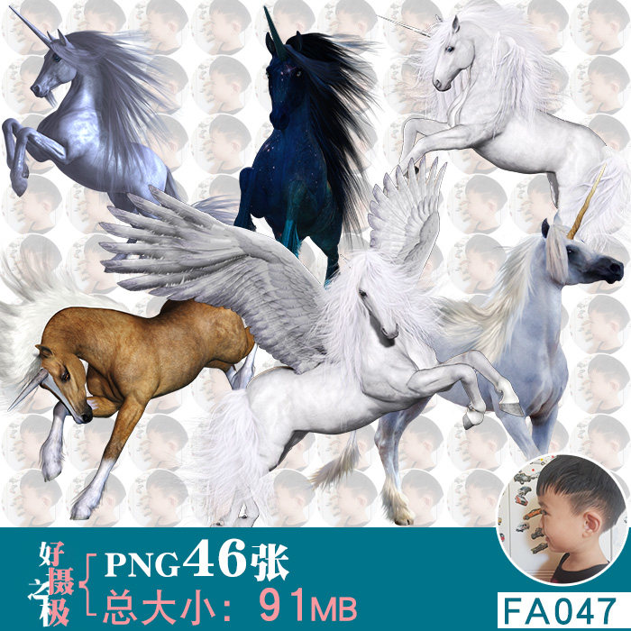 独角兽白马黑马飞马免抠png免扣图片摄影ps合成用素材