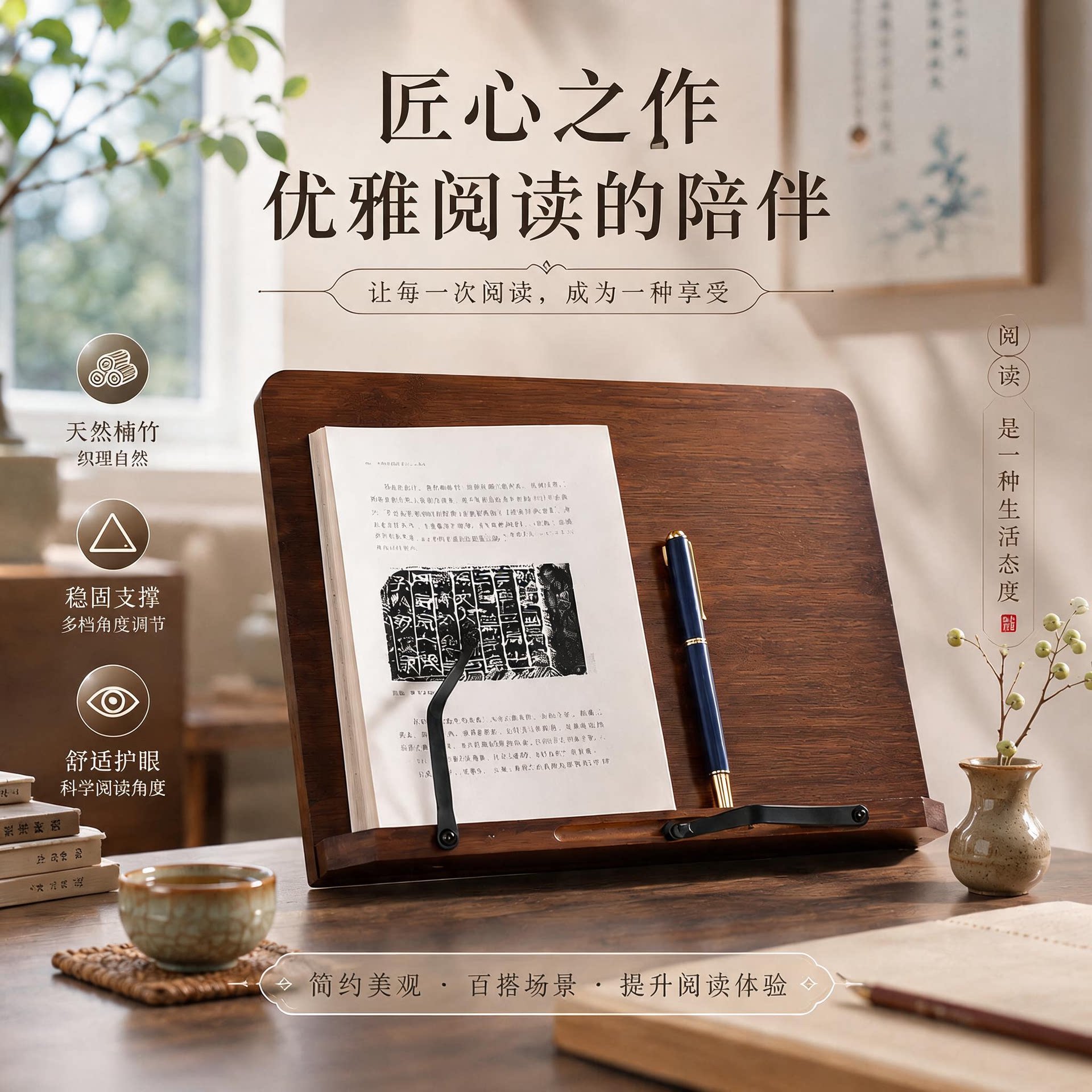 天然楠竹儿童护颈阅读架