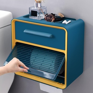 厕所放卫生纸盒子免打孔壁挂式卫生间放置洗手间手纸卷纸置物架子