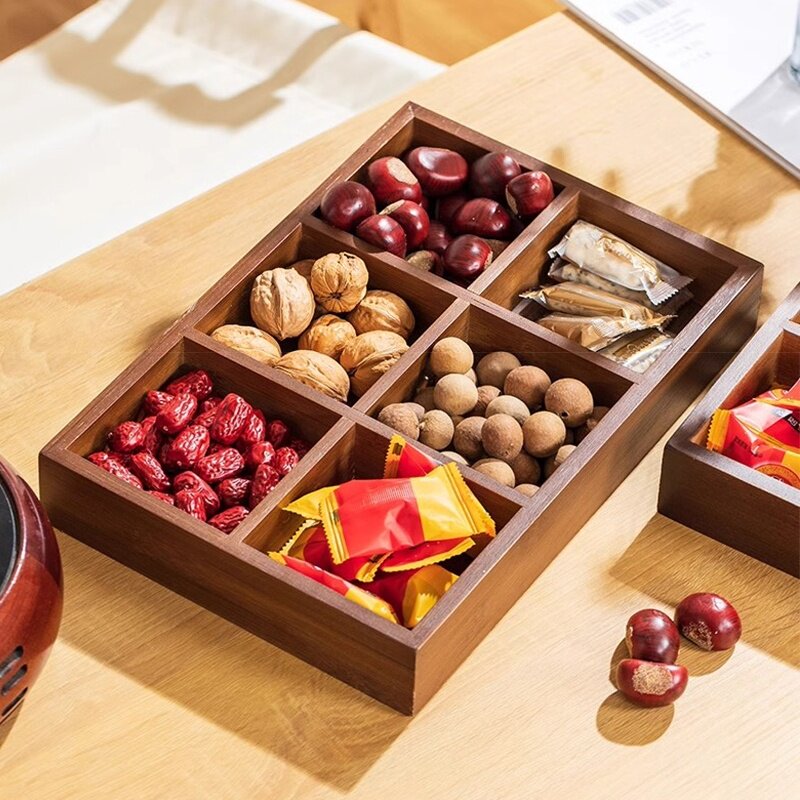 水果盘家用九宫格干果盘干果坚果盘中式木制客厅创意家居零食盒子