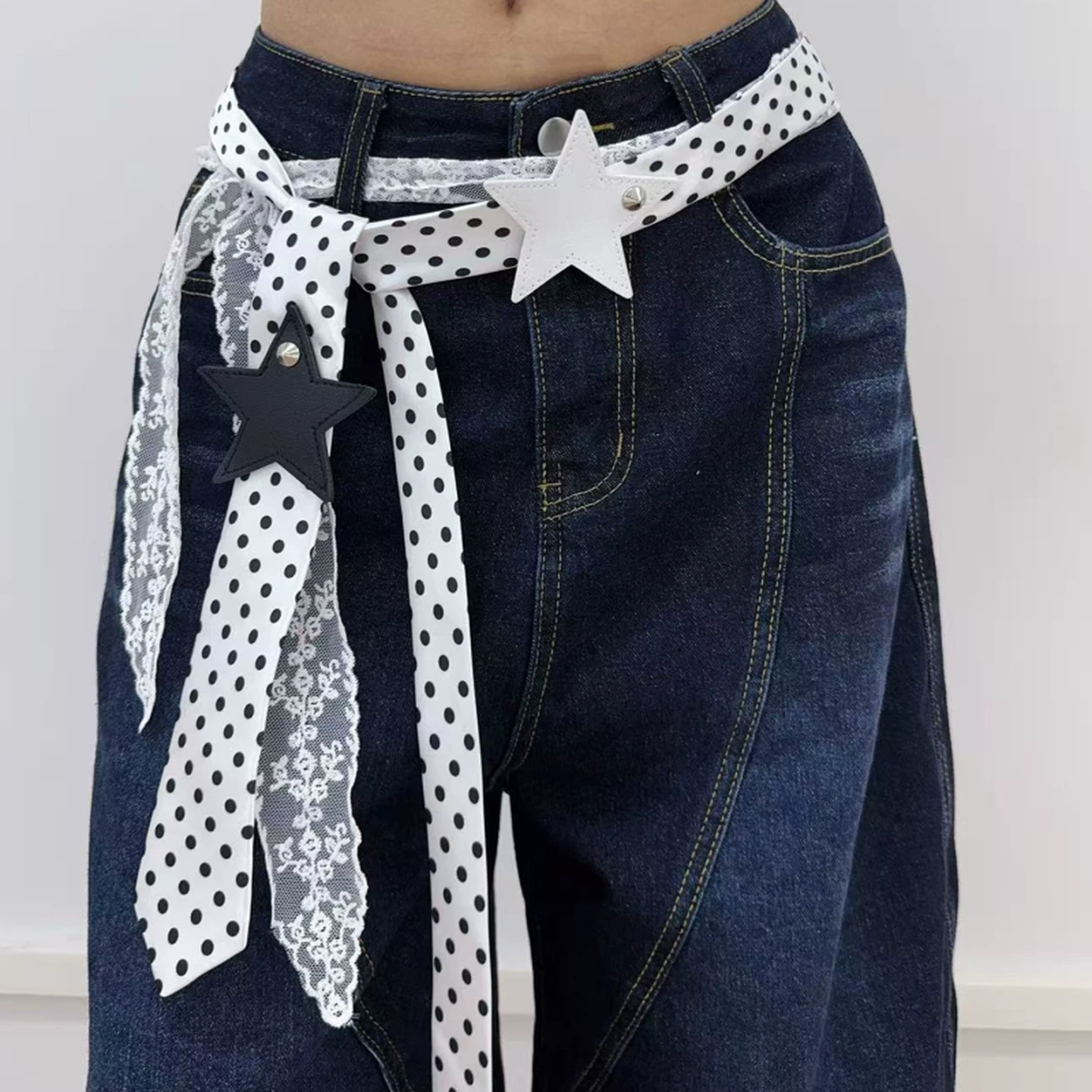 蕾丝腰封波点丝巾腰带配牛仔裤腰间配饰女款高级感长条复古配裙子