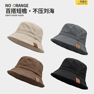 灰色小檐渔夫帽女春夏款户外防晒遮阳短檐帽子男日系高级感登山帽