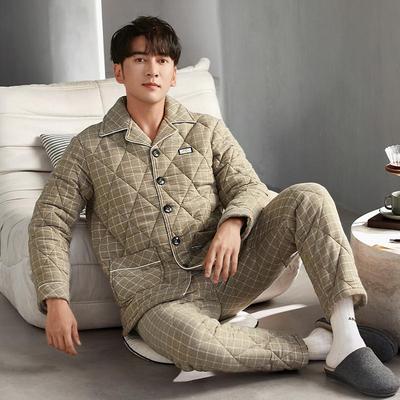 纯棉梭织冬季加厚珊瑚绒睡衣男