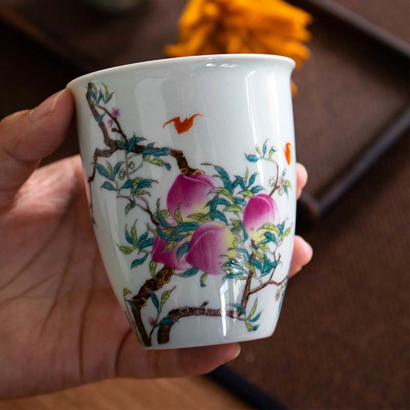 寿桃茶海陶瓷 景德镇茶具家用仿古珐琅彩寿桃陶瓷公道杯分茶器
