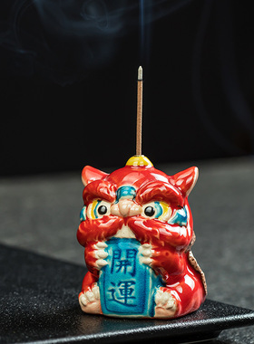 交趾陶佛山醒狮摆件国潮舞狮文创陶瓷家居客厅装饰品摆件伴手礼品