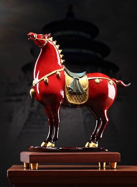 陶瓷唐马摆件将军马电视柜招财客厅玄关办公室桌面装饰开业送礼